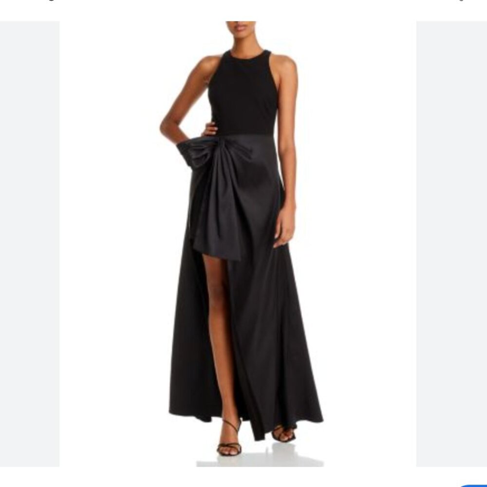 Likely Mena Sleeveless Jersey Taffeta Long Bow BallGown in Black Sz 6